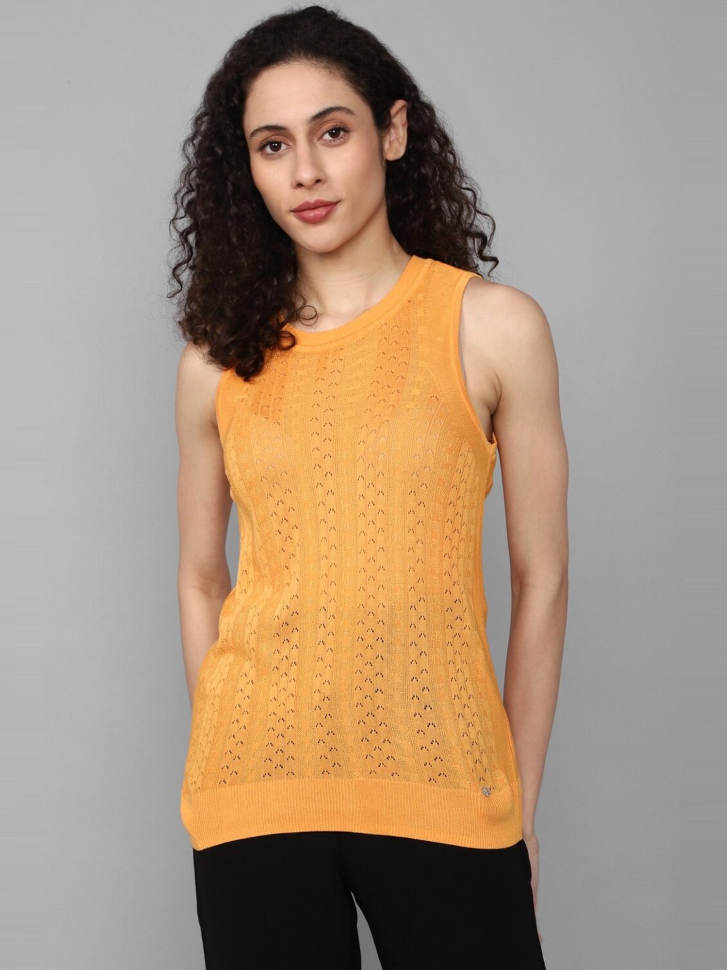 Allen Solly Orange Self Pattern Top