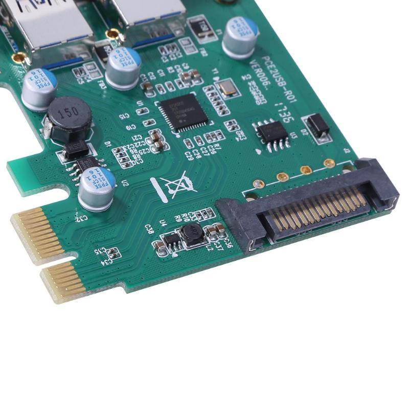 ALLOYSEED Super Speed PCI-E 2 Port PCI Express Expansion Card USB 3.0 SATA Power Adapter Card for Desktops PC Support the LINUX