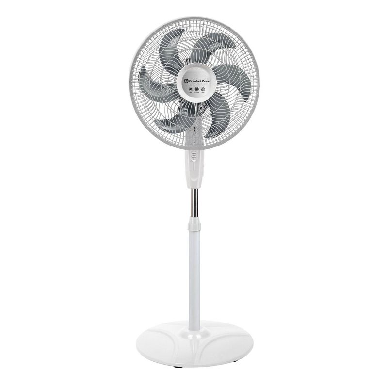 Comfort Zone 18" Power Curve Smart Oscillating Stand Fan White