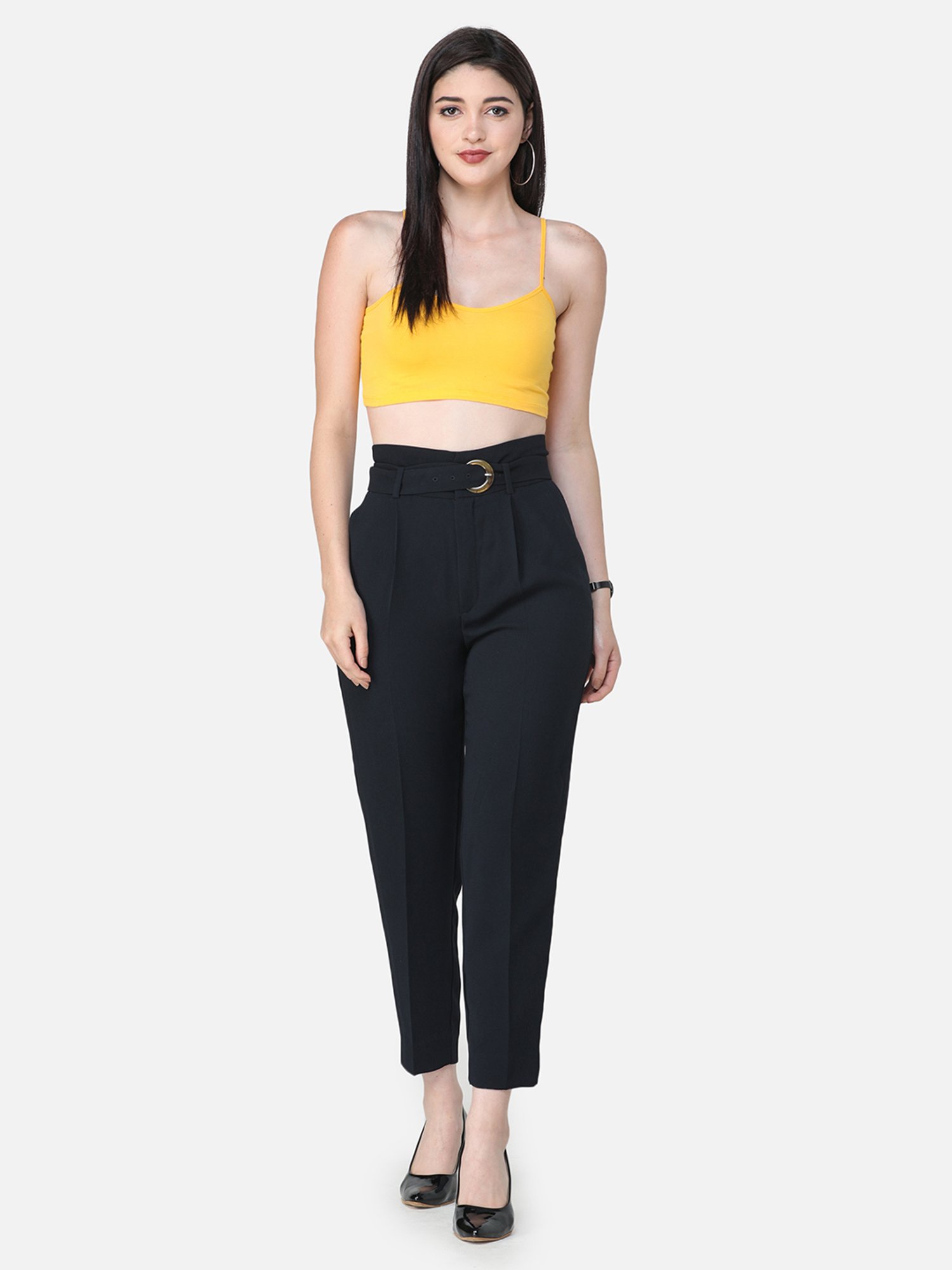 Scorpius Yellow Regular Fit Crop Top