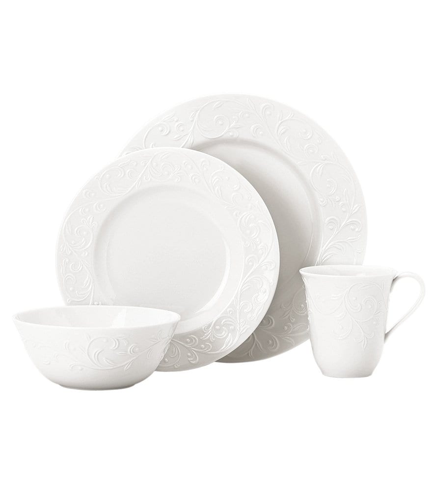 Lenox Opal Innocence Carved Scroll Porcelain 4-Piece Place Setting