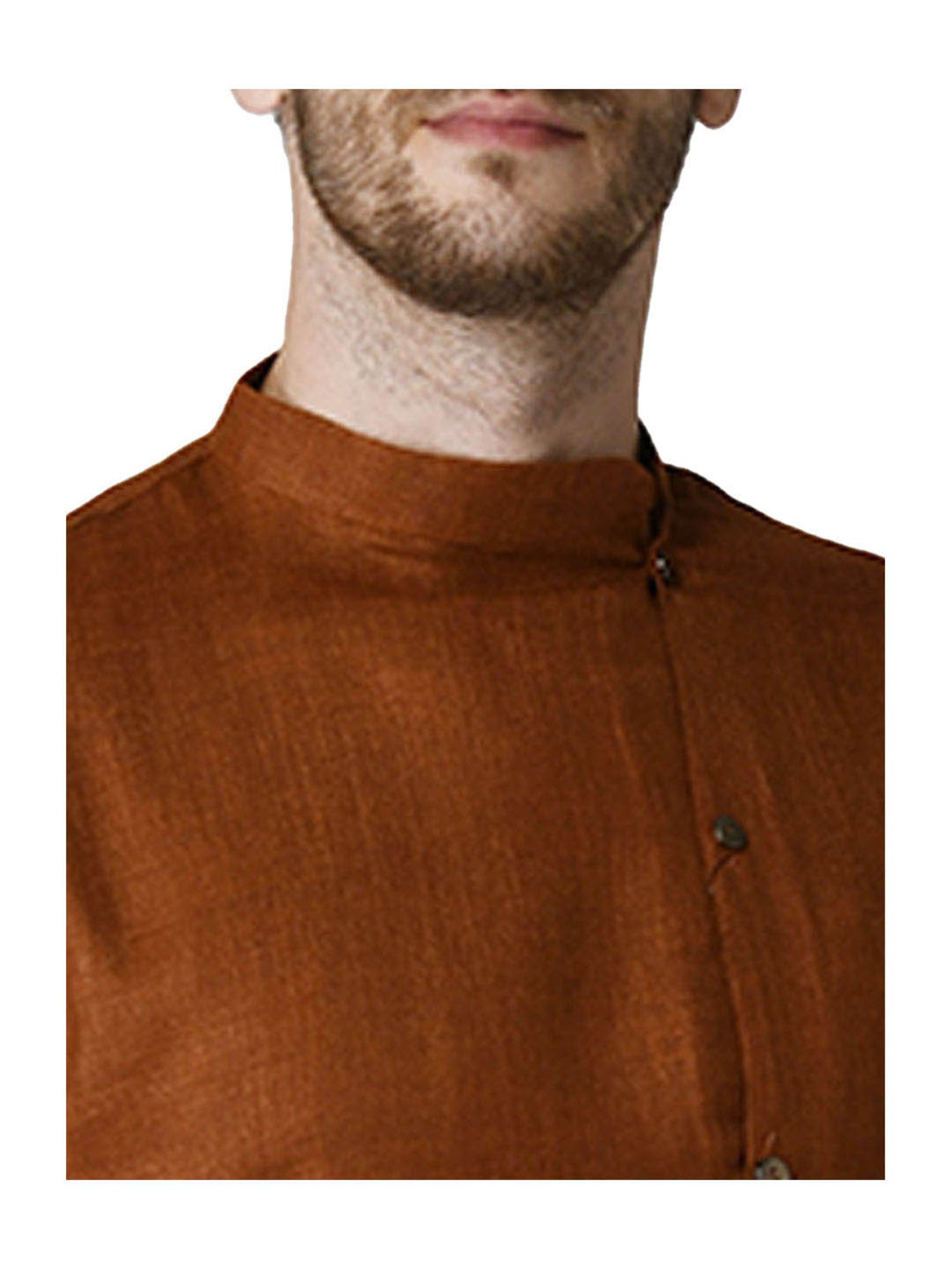 Tabard Dark Brown & Beige Solid Cotton Kurta & Churidar Set