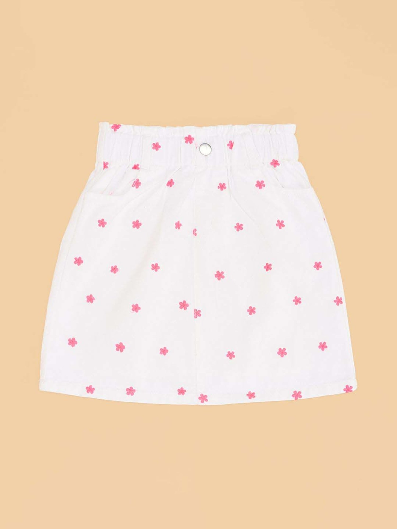 Pantaloons Junior Girls Pink & White Cotton Floral Skirts