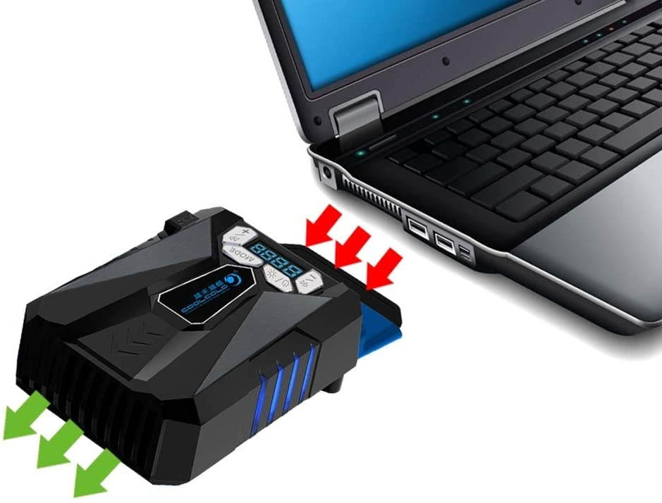 RGB Laptop Cooling Pad with 6 Quiet LED Fans 5 Heights Adjustable and Phone Stand, Dual USB Ports Gaming Laptop Cooler for 11"-18" Gaming Laptops (Blue)