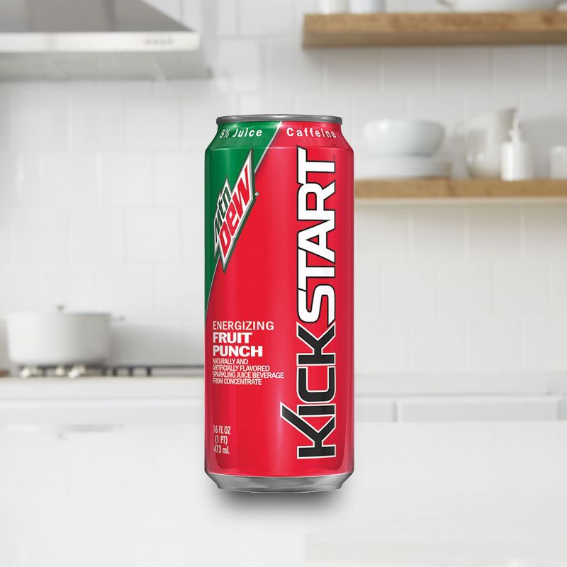 Mountain Dew Kickstart Energizing Fruit Punch Sparkling Juice Beverage - 16oz Can