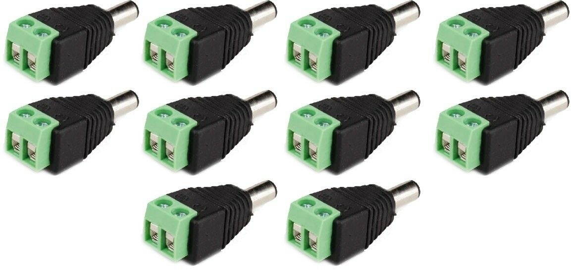 10 PCS DC Power Male Plug Jack Cable Adapter Socket Connector Plug for LED CCTV