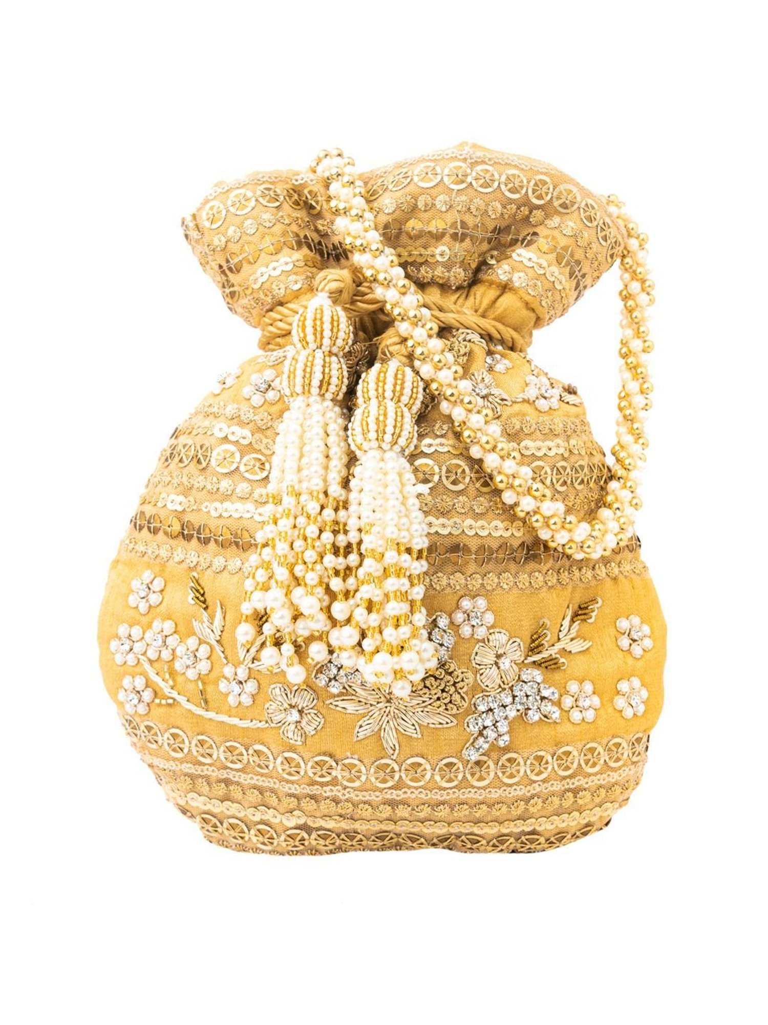 NR by Nidhi Rathi Golden Embellished Potli