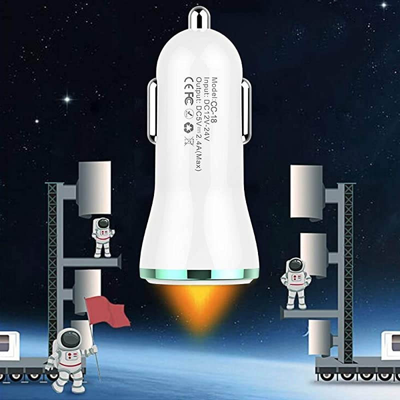 Car Charger10Pack 12W 24A Dual USB Car Charger Adapter with Smart ID Compatible with iPhone 11 Pro Xs Max Xr X 8 7 6 SE PlusiPad TabletGalaxy Note S10 S9 S8 S7 S6LG and More