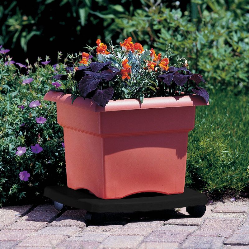 2.5" Indoor/Outdoor Square Planter Saucer Black - Bloem