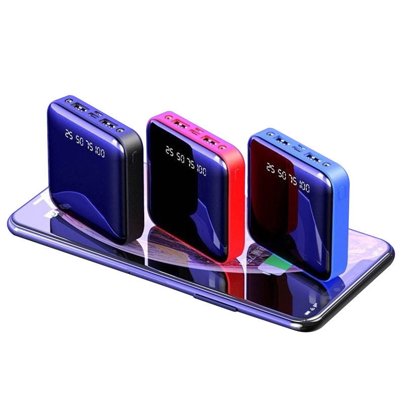 New 500000mAh Huge Capacity Mini Power Bank Digital Display External Battery Charger Full Mirror Screen Dual USB Fast Charging Power Bank