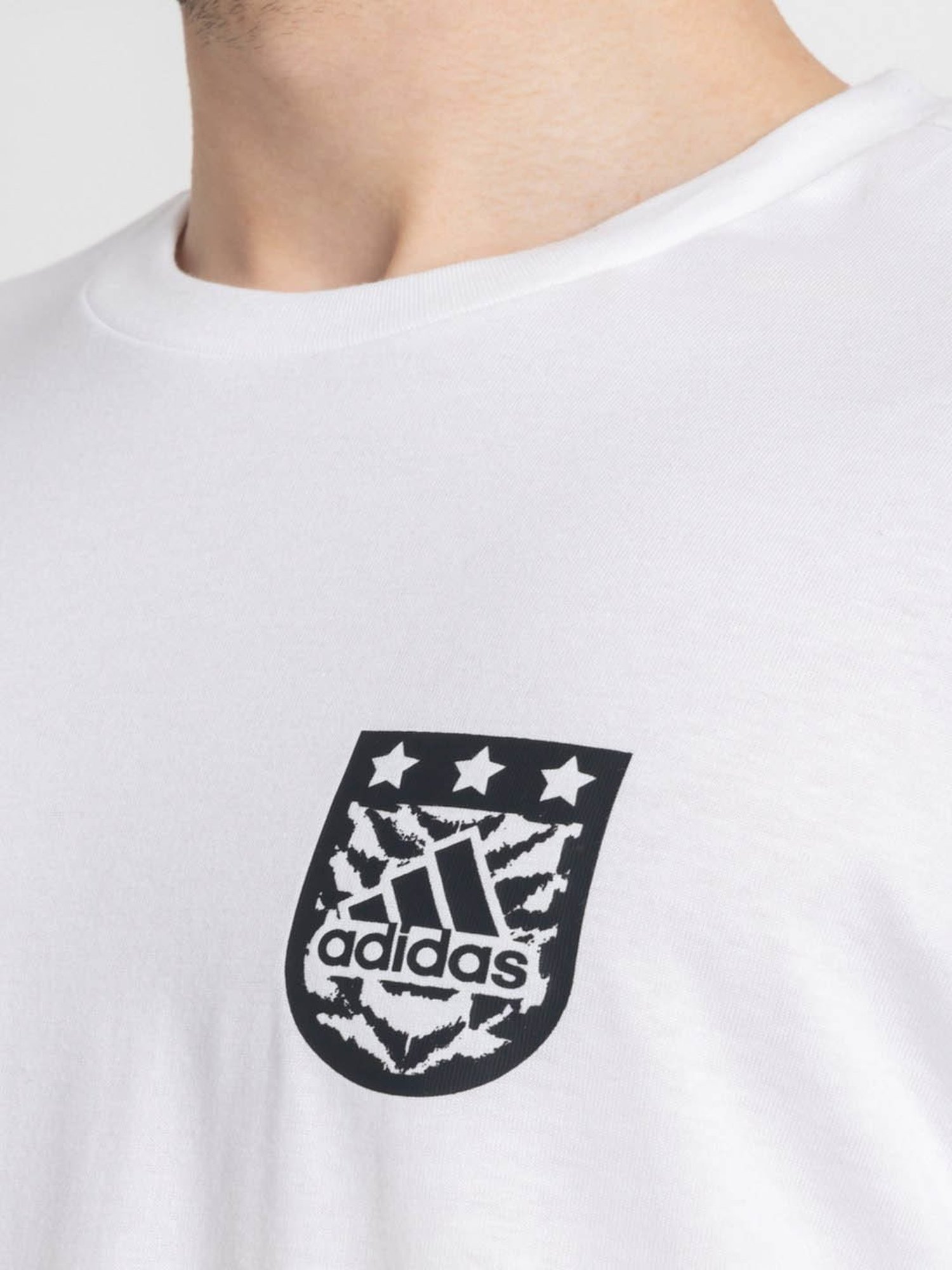 Adidas White Regular Fit Printed Sports T-Shirt
