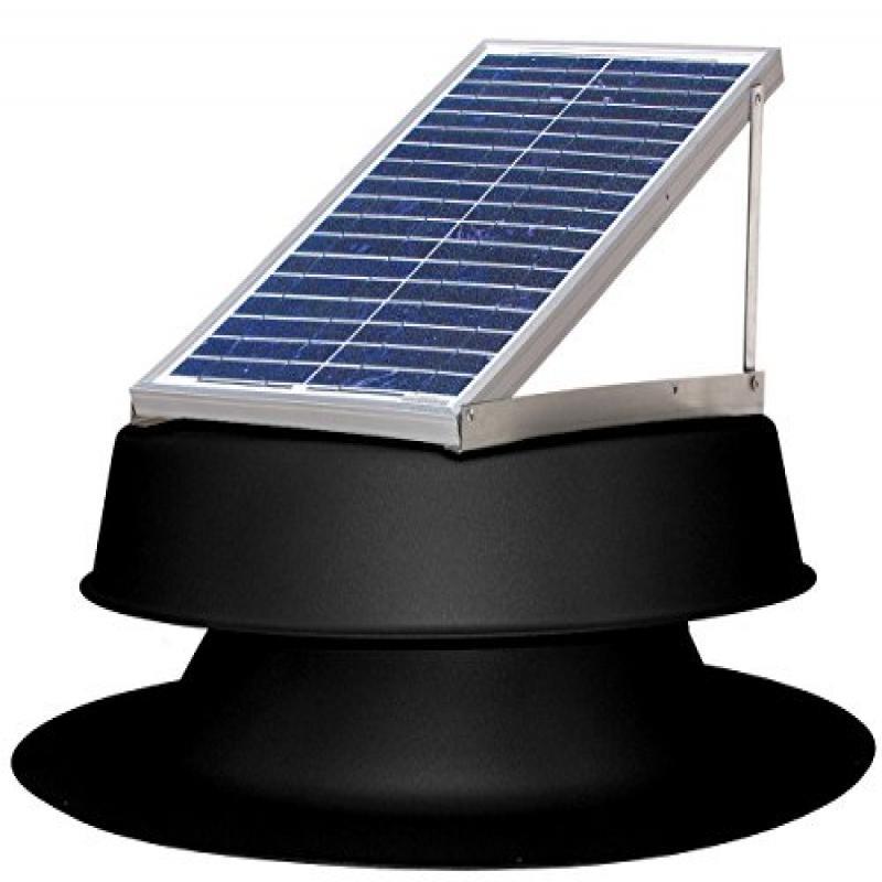 Natural Light Solar Attic Fan Vent Roof Mount, 24 Watt Black