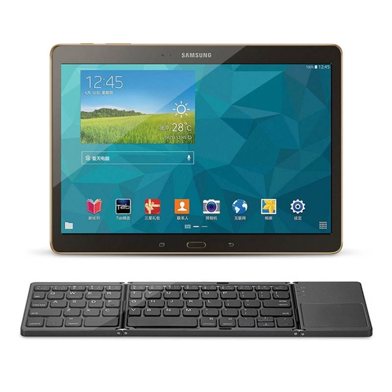 Sunsky B033 Rechargeable 3-Folding 64 Keys Keyboard Bluetooth Wireless Keyboard with Touchpad (Black)