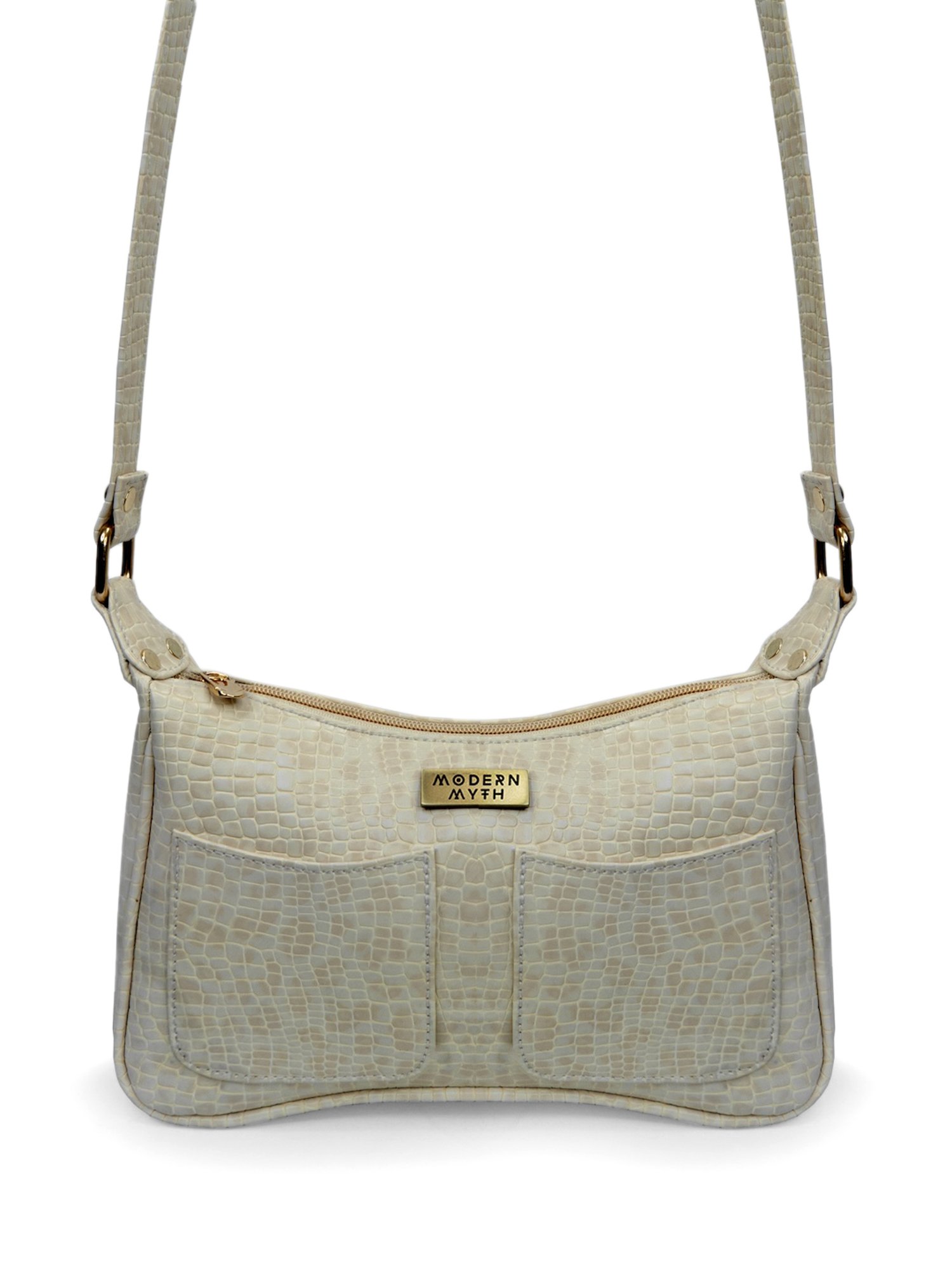 Modern Myth Retro Beige Textured Medium Shoulder Bag