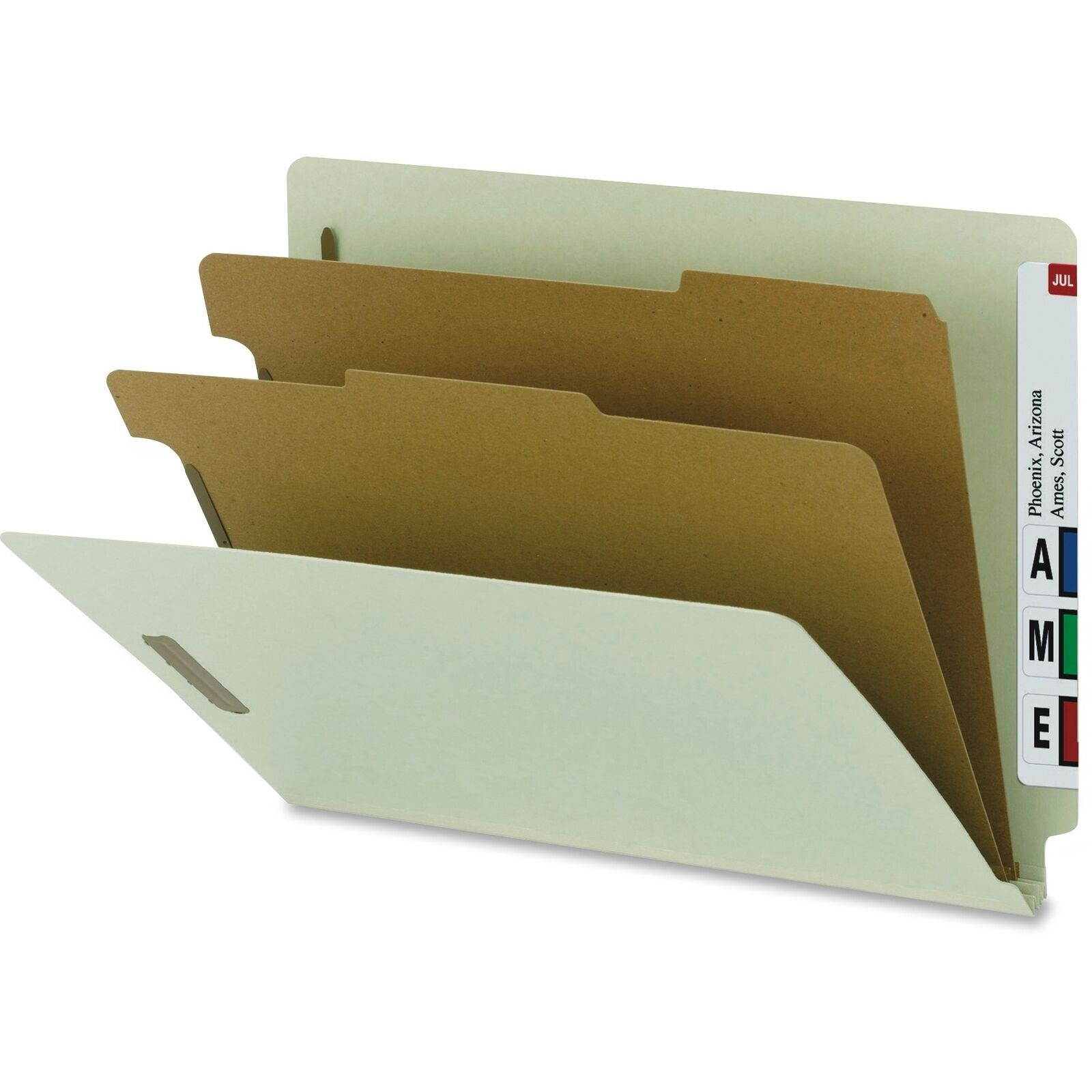 Nature Saver End Tab Classification Folders 2 Dividers Ltr 10/BX GY Green