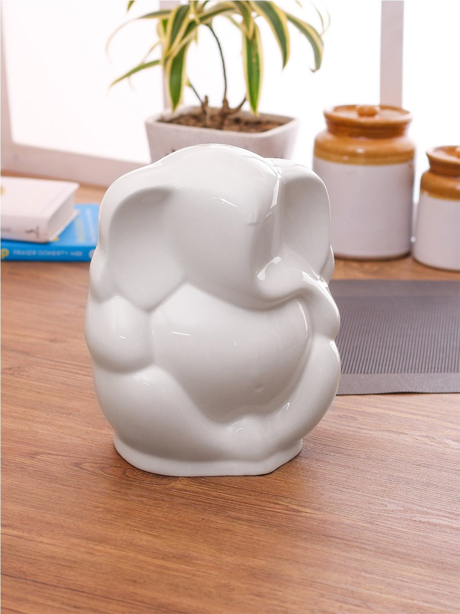 eCraftIndia Golden Handcrafted Engraved Palm Buddha Decorative Showpiece