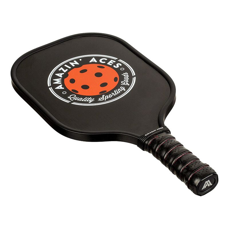 Amazin Aces Classic Pickleball Set with 2 Graphite Face Paddles, 4 Balls, and Carry Bag, Black