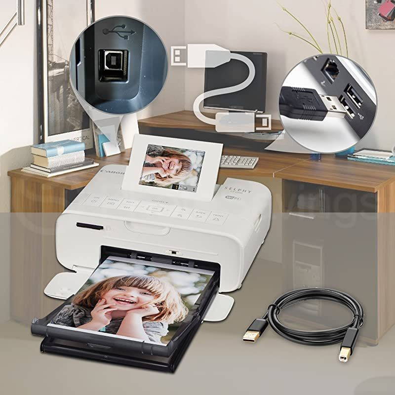 SELPHY CP1300 Compact Photo Printer (White) with WiFi and Accessory Bundle w/ Color Ink and Paper Set