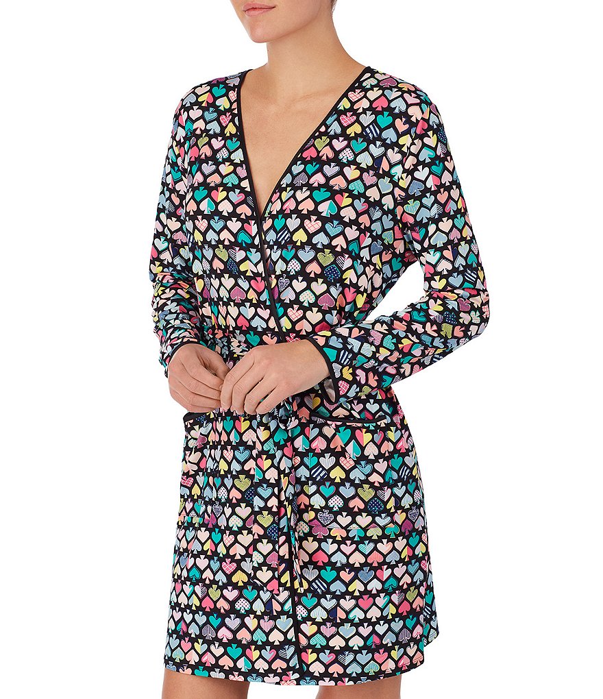 PJ Salvage Solid Ribbed Knit Long Wrap Robe