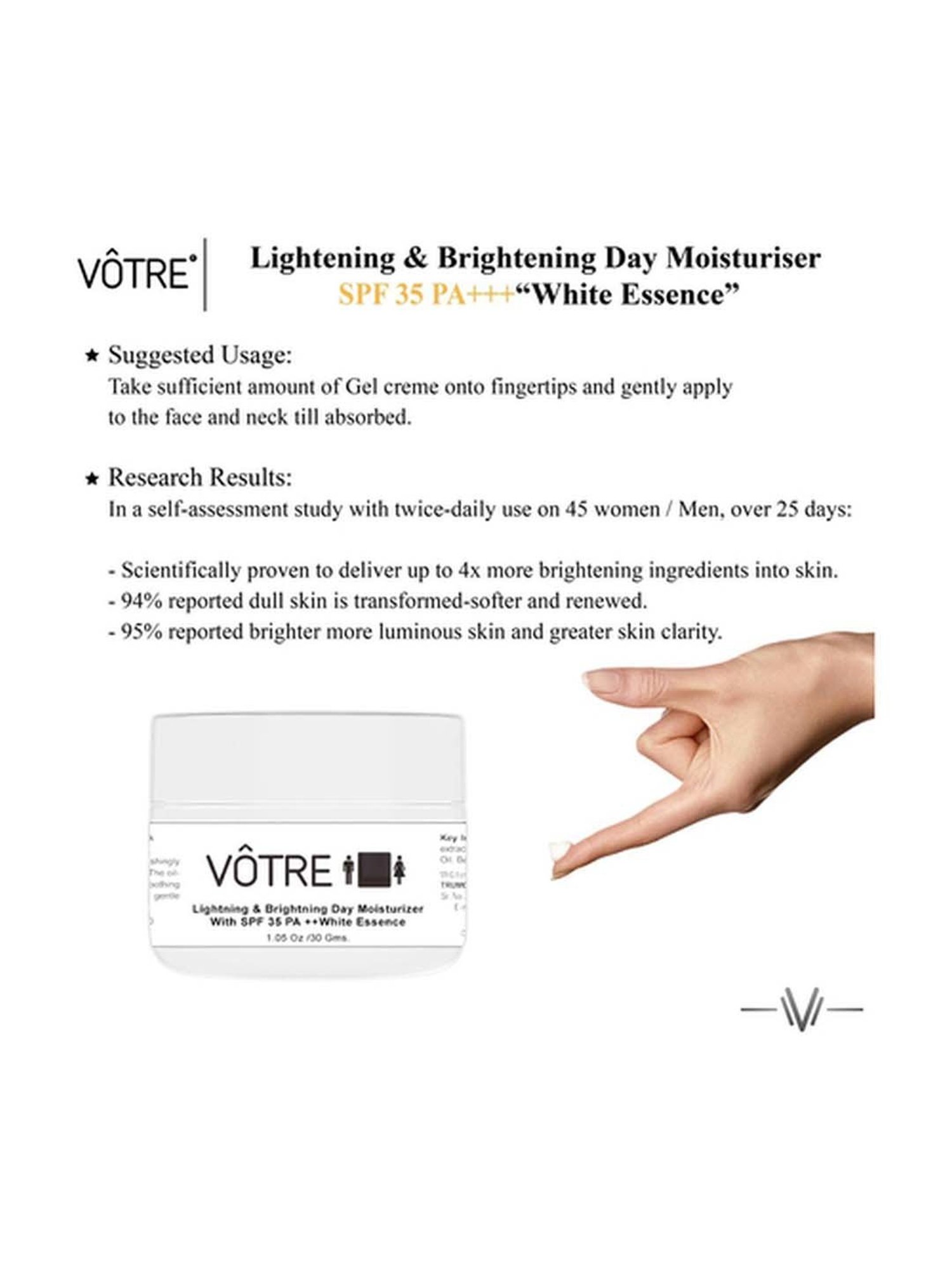Votre Lightening & Brightening Day Moisturiser SPF 35 PA++ White Essence Mini - 30 gm