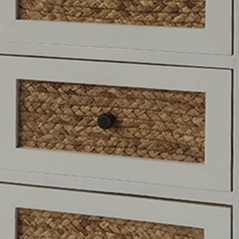 3 Drawer Wooden Accent Cabinet with Corn Husk Weave Front Heathered White/Brown - The Urban Port