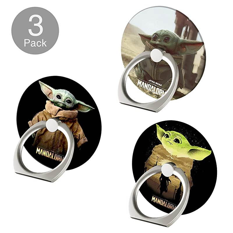 Ring Stand, Superheroes [3 Pack] 360 Rotation Cell Kickstand Finger Grip Holder Mount for i6s/6 Plus/8/7 Plus, iX, Samsung S9/S9 Plus/Note 9, Smartand Tablet (Baby Yoda)