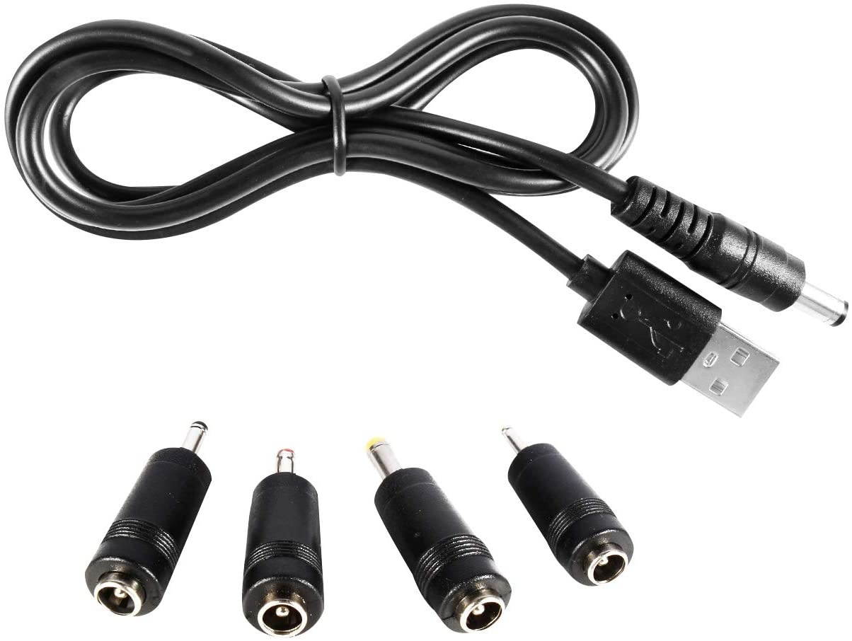 Onite Female 5.5x2.1mm to Male 4.0x1.7mm, 3.5x1.35mm, 3.0x1.1mm, 2.5x0.7mm Jack, USB to DC 5.5x2.1mm Cord (DC4+1)