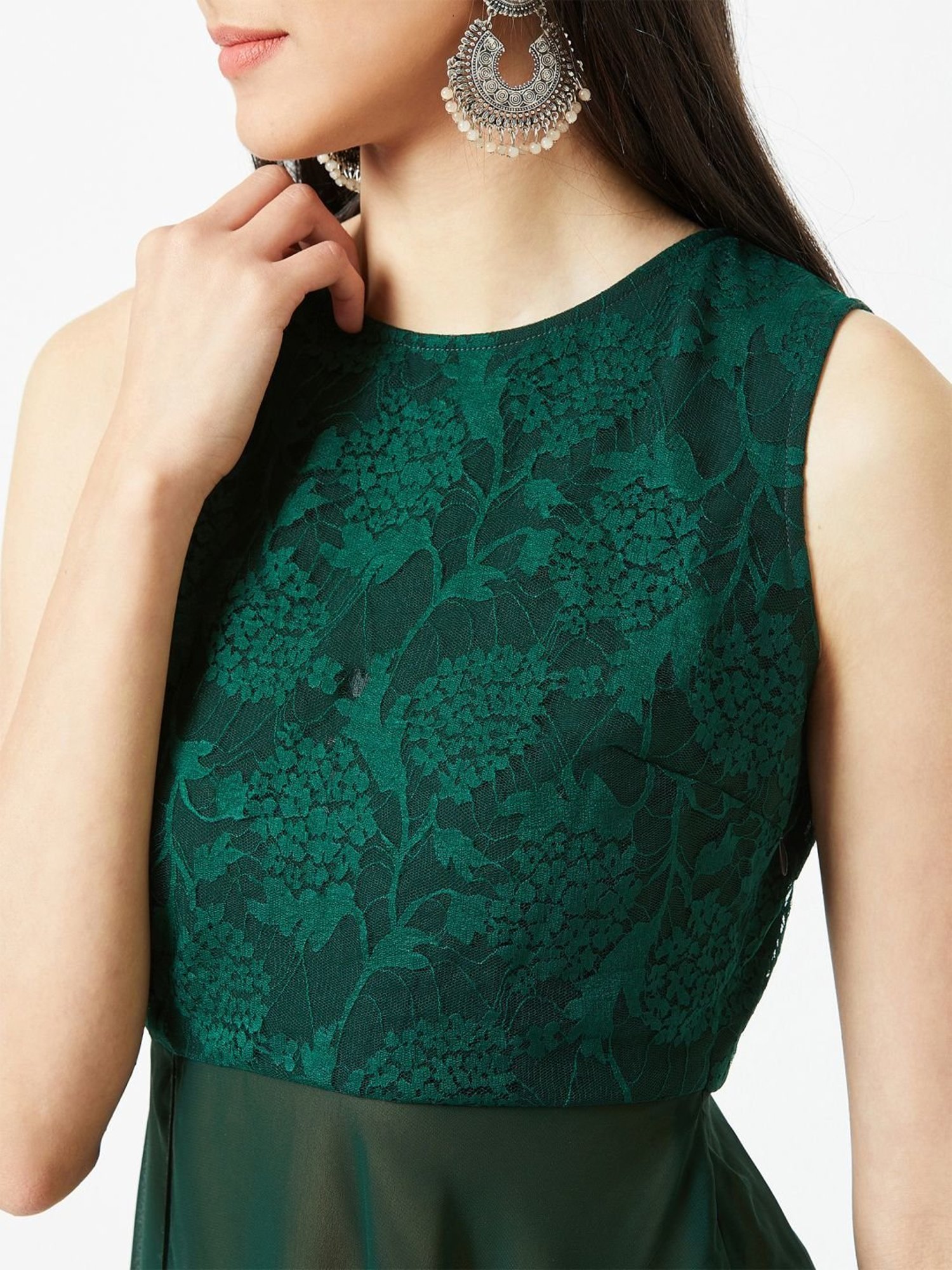 Miss Chase Green Self Pattern Tunic