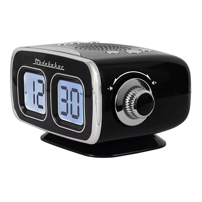 Display LCD AMFM Retro Clock Radio USB Bluetooth Auxin Bedroom Kitchen Counter Small Footprint SB3500 Black