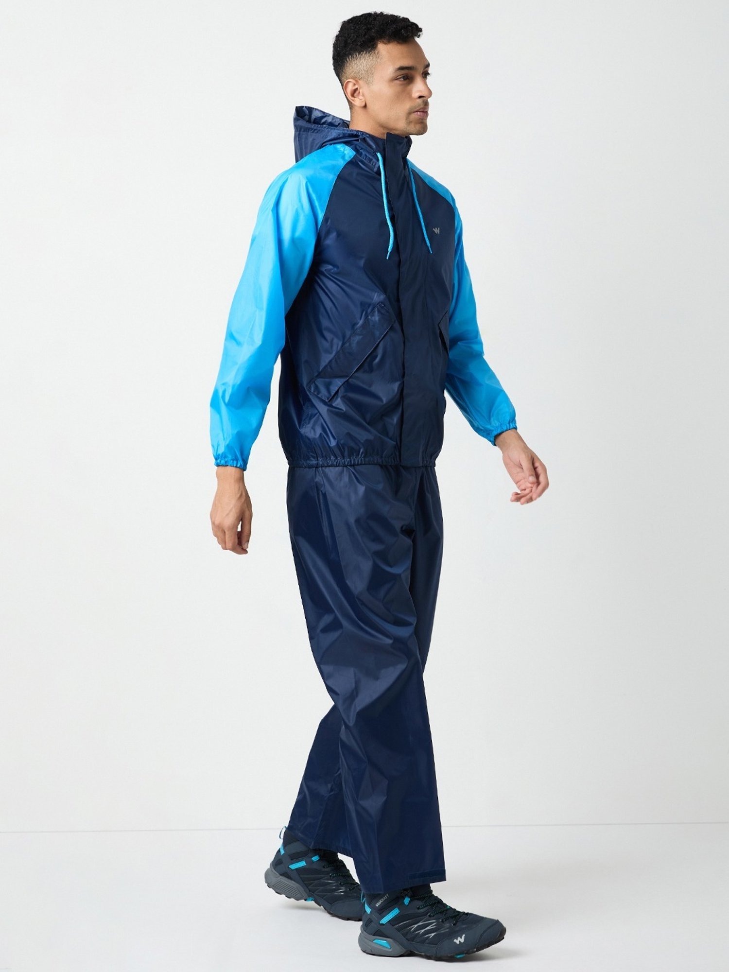 Wildcraft Navy Blue Regular Fit Colour Block Raincoat Set