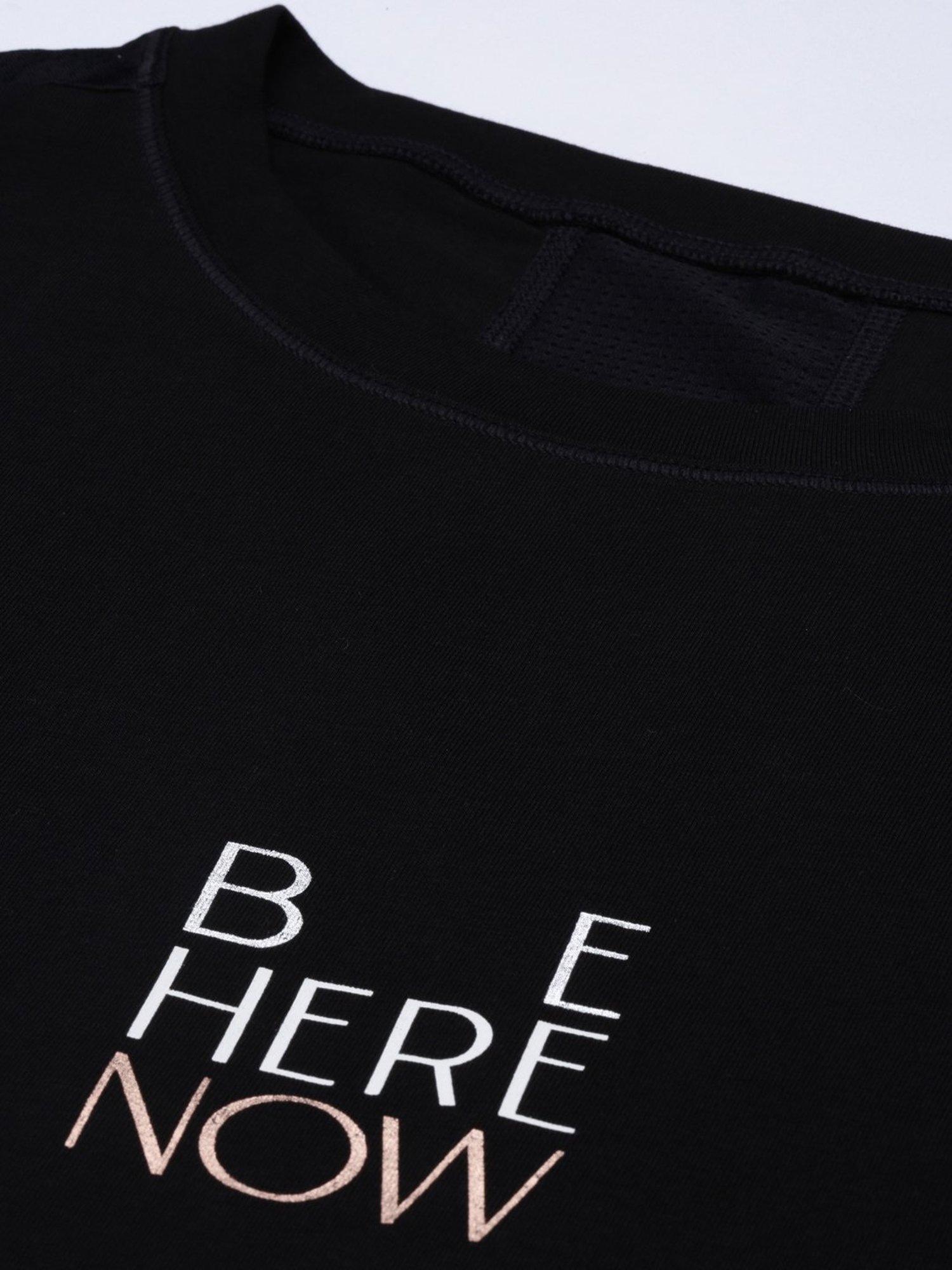 Enamor Black Cotton Graphic Print Sports T-Shirt