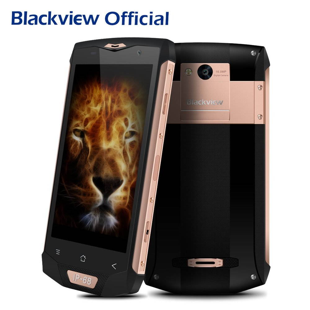 Blackview BV8000 Pro Unlocked International Rugged IP68 Waterproof Dual Sim 6GB Ram 64GB Rom 8.0MP+16.0MP DUAL Samsung Camera 5.0" FHD Android7.0 4180mAh  Battery 9V 2A Fingerprint GPS 4G+ Smartphone