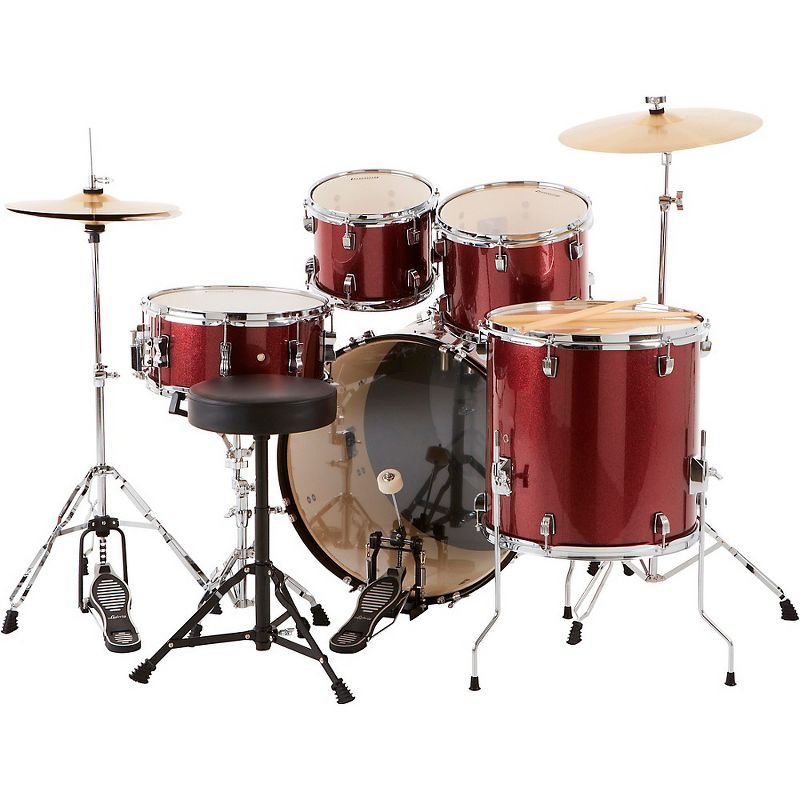 Ludwig Backbeat Complete 5-Piece Drum Set with Hardware and Cymbals Wine Red Sparkle