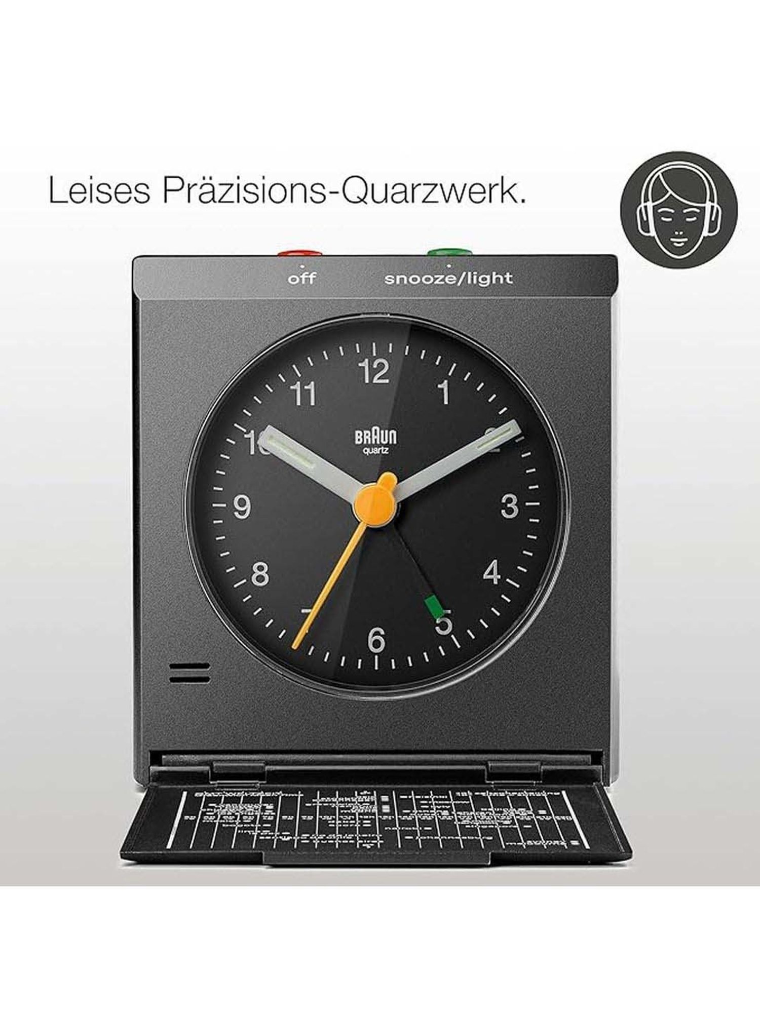 Braun Black Classic Analog Alarm Clock