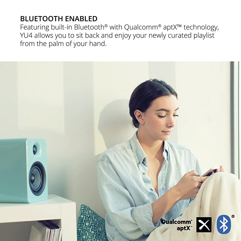 YU4 Powered Speakers with Bluetooth and Phono Preamp - Bamboo