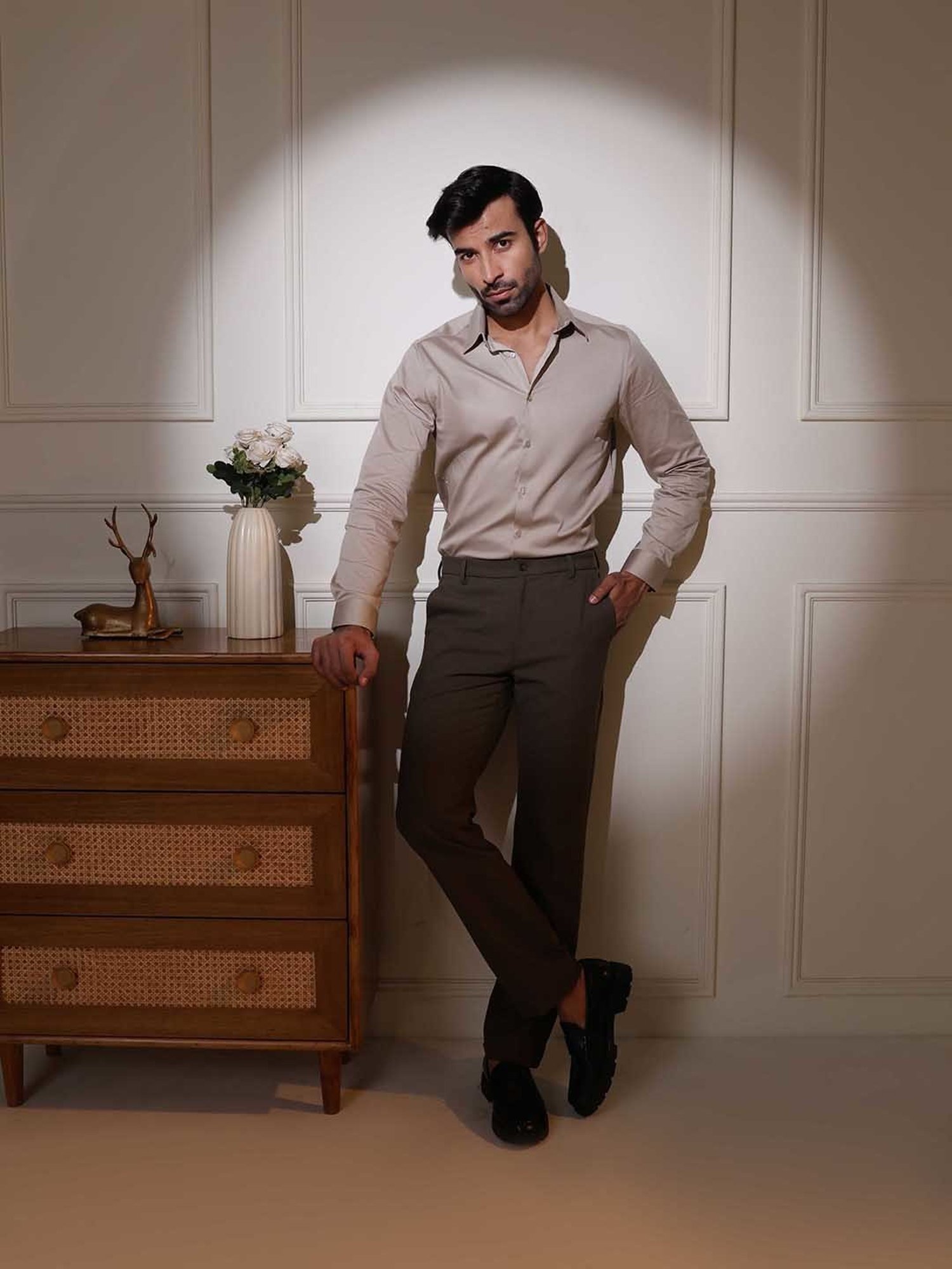 SUBTRACT Beige Slim Fit Shirt