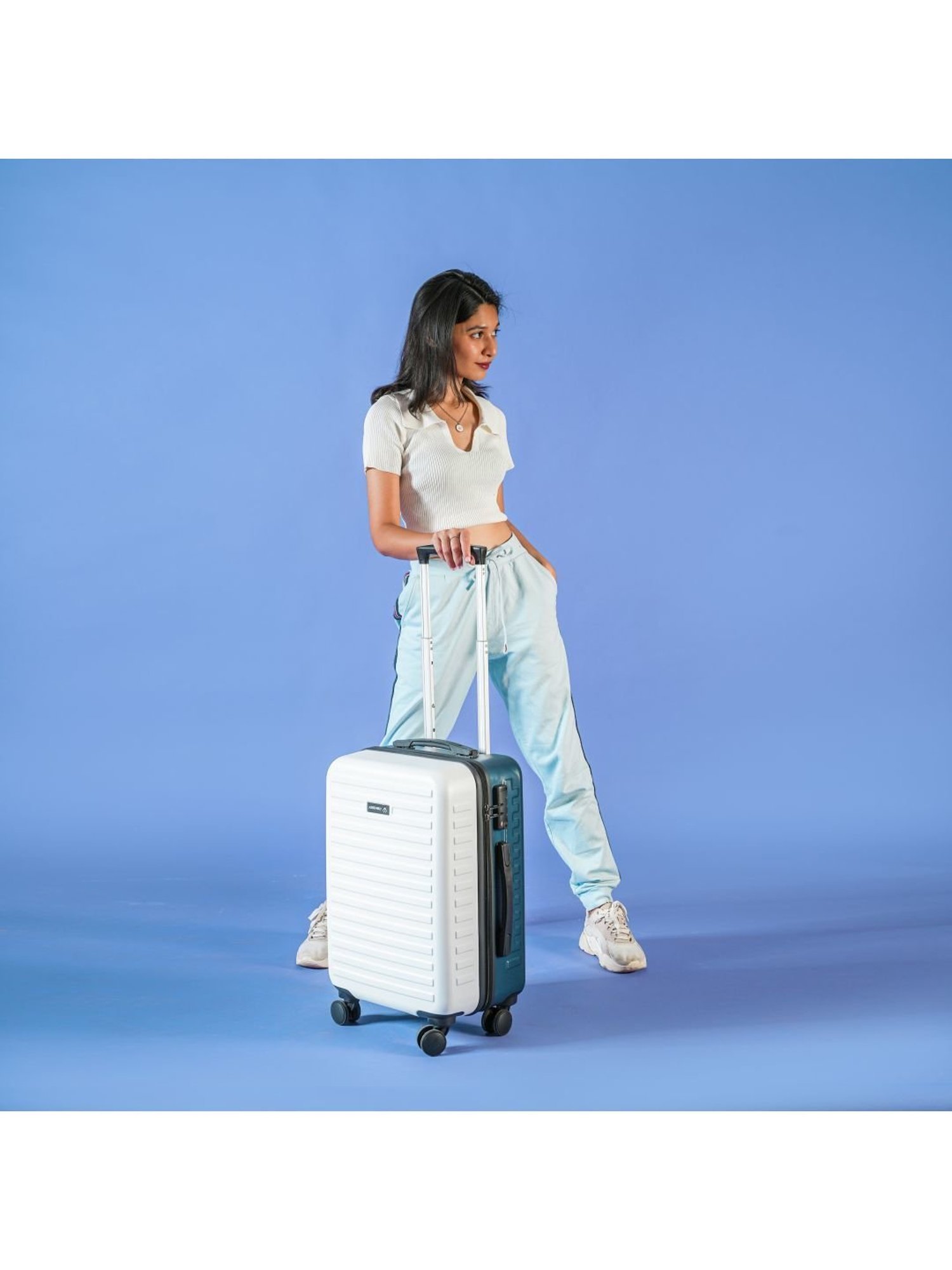 Assembly Blue & White Two Tone Medium Check-in Trolley - 24 inch