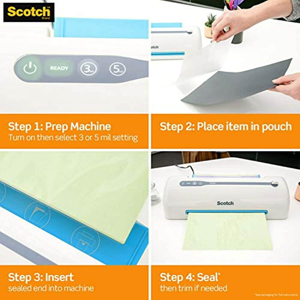 Scotch TP3854-100 Letter size thermal laminating pouches, 3 mil, 11.5 x 9, 100 per pack