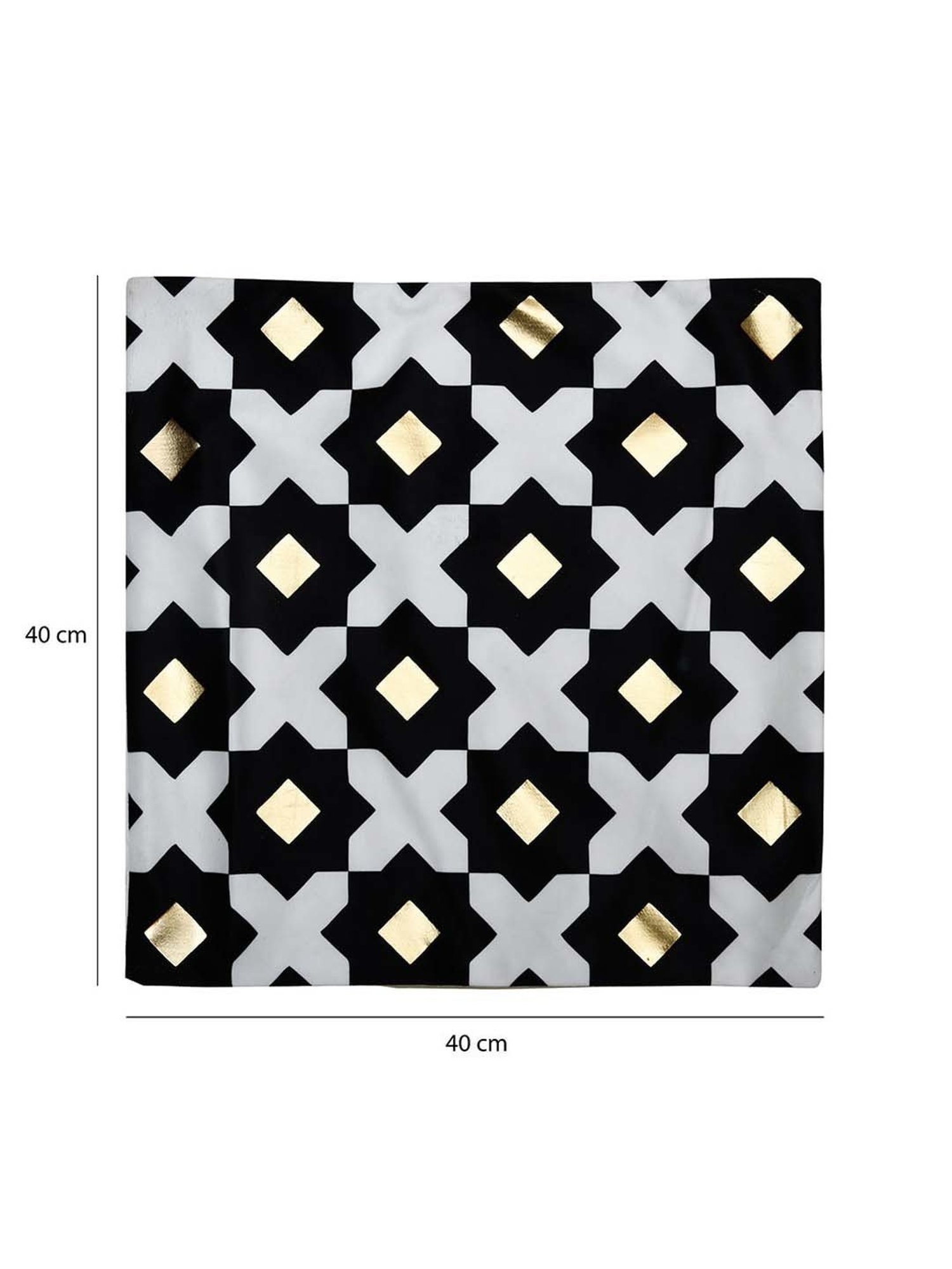 @home Nilkamal Black & Gold Polyester Cushion Cover