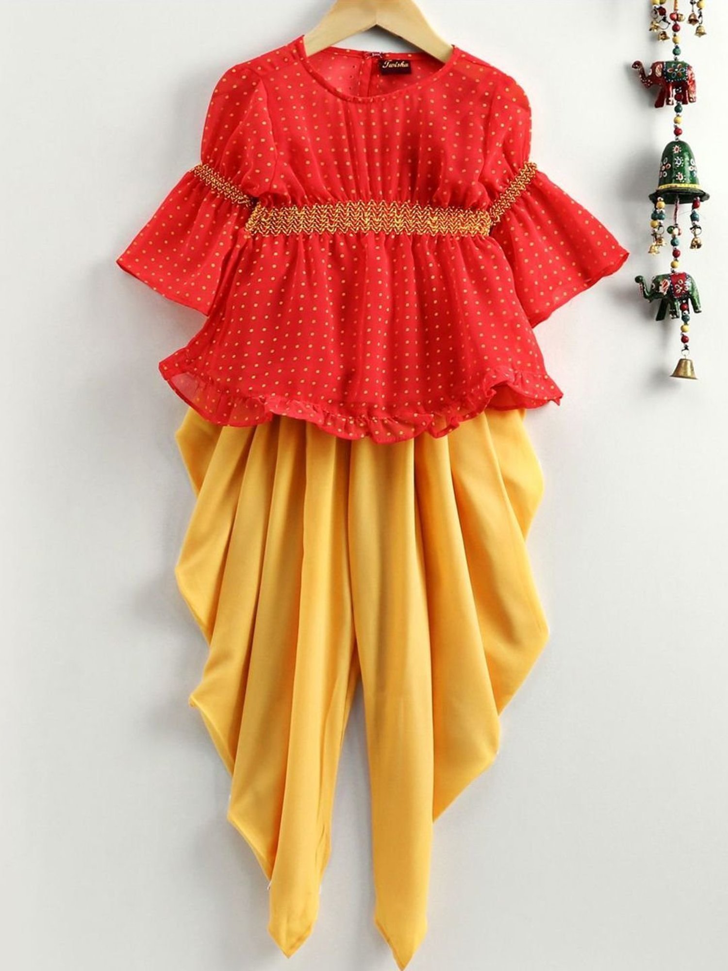 TWISHA Kids Red & Yellow Printed Top Set