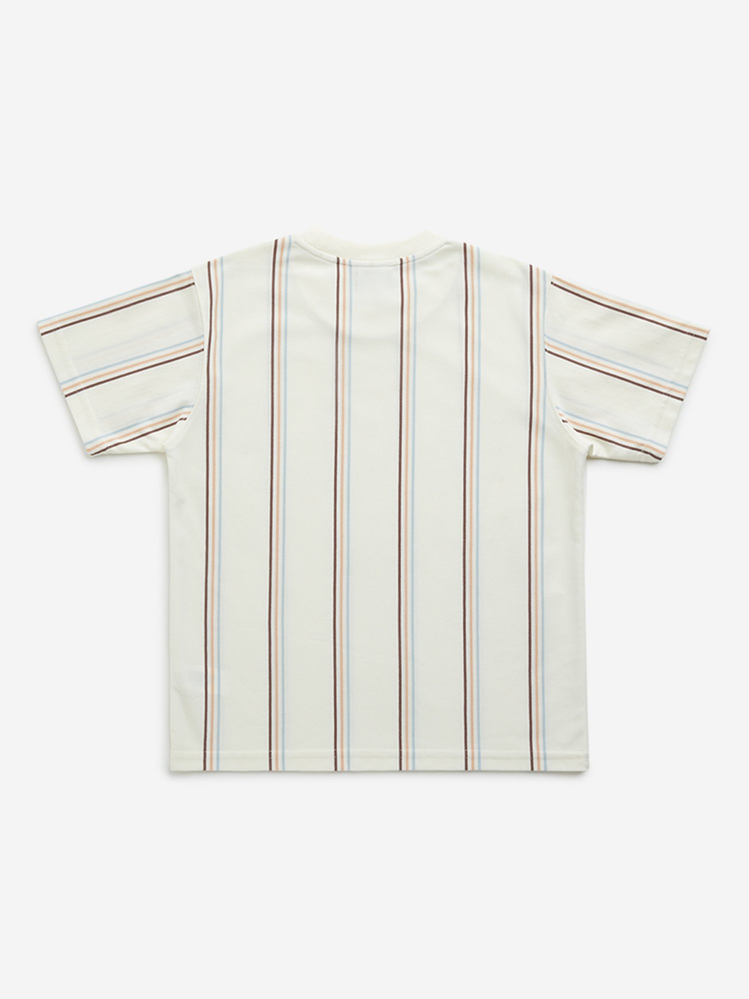 Y&F Kids by Westside Off-White Striped Printed T-Shirt