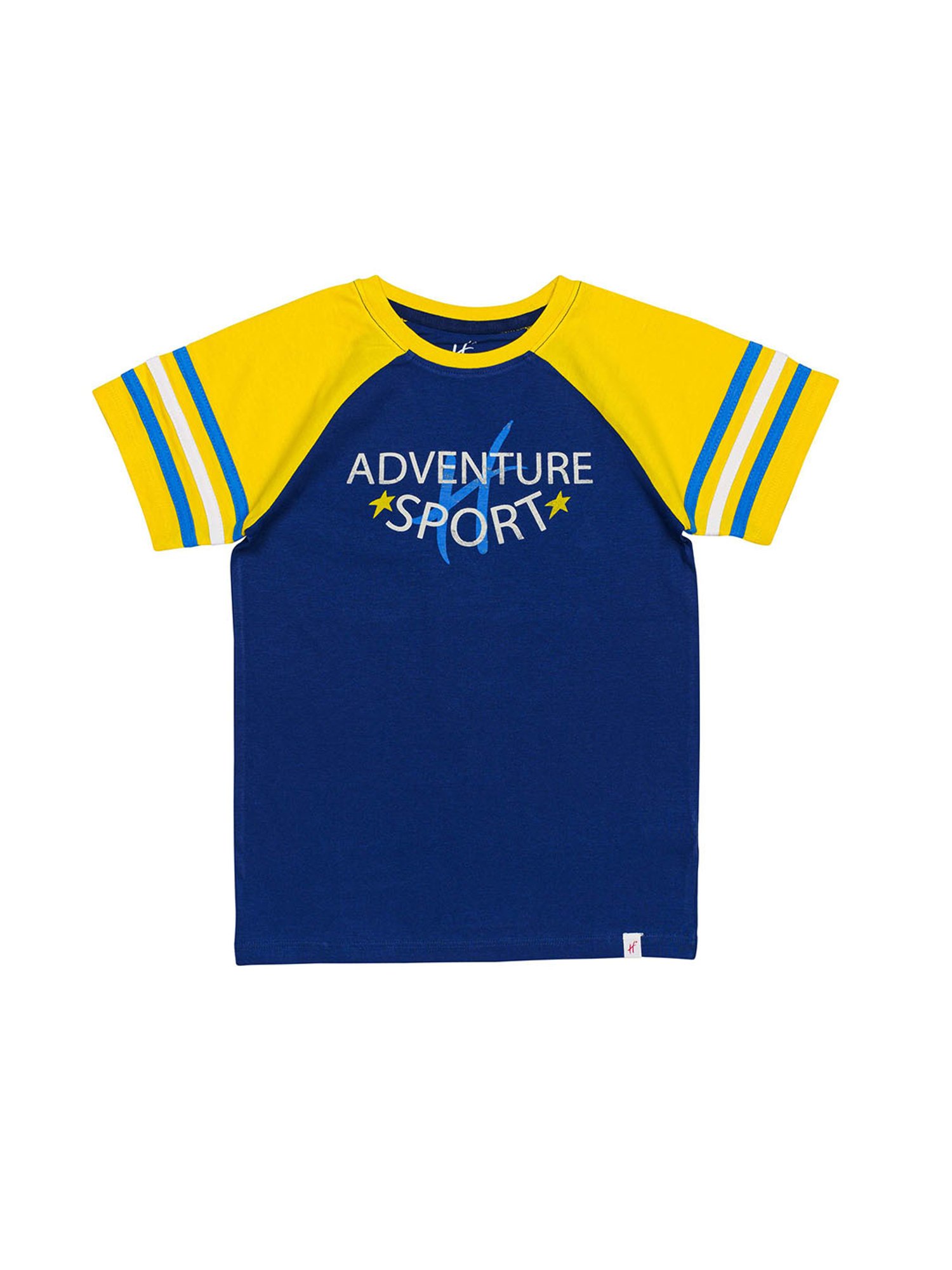 H by Hamleys Boys Navy & Yellow Color Block T-Shirt