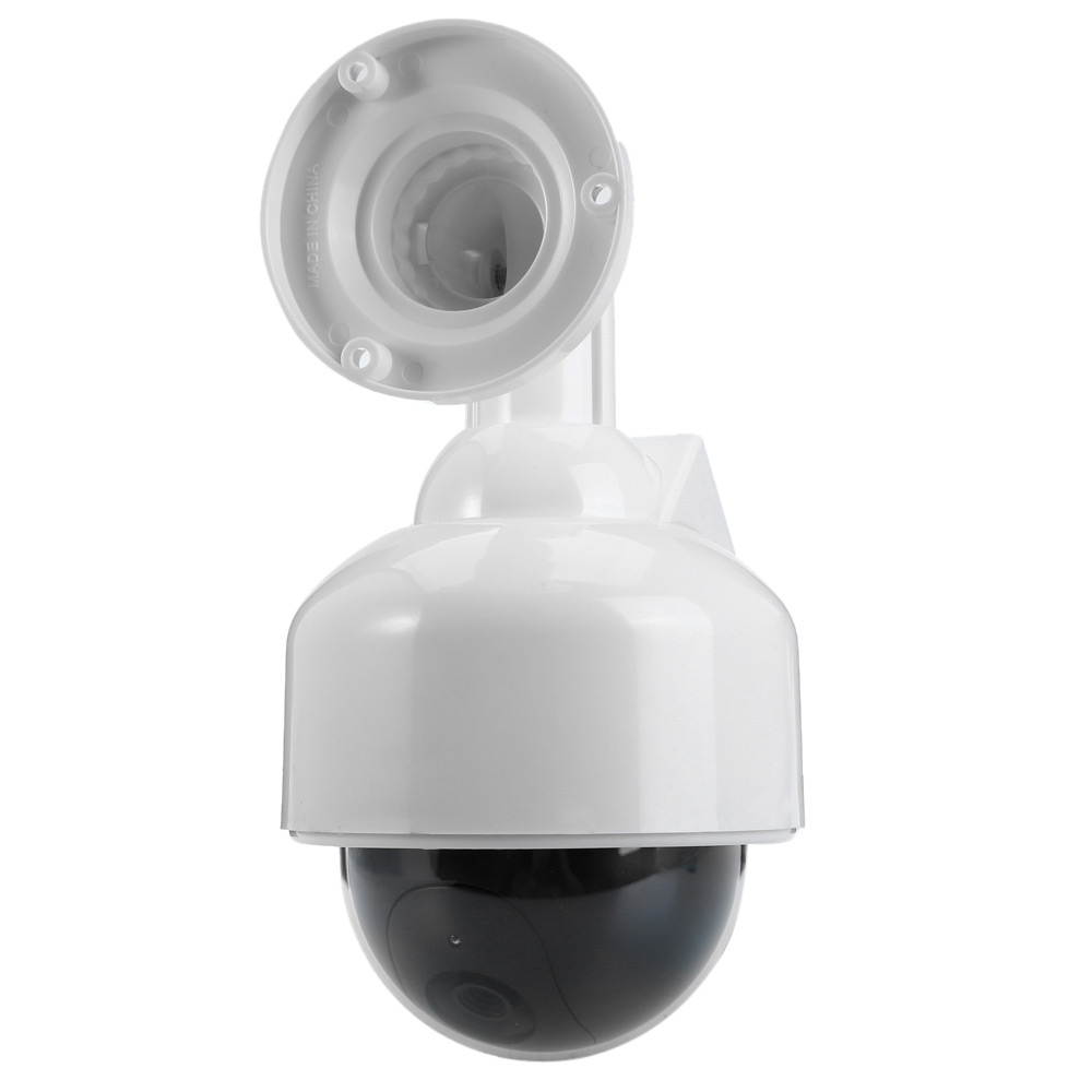 Solar Energy Realistic Dummy Dome Camera Surveillance Security with CCTV Sticker Blinking Red LED Light WHITE US Plug