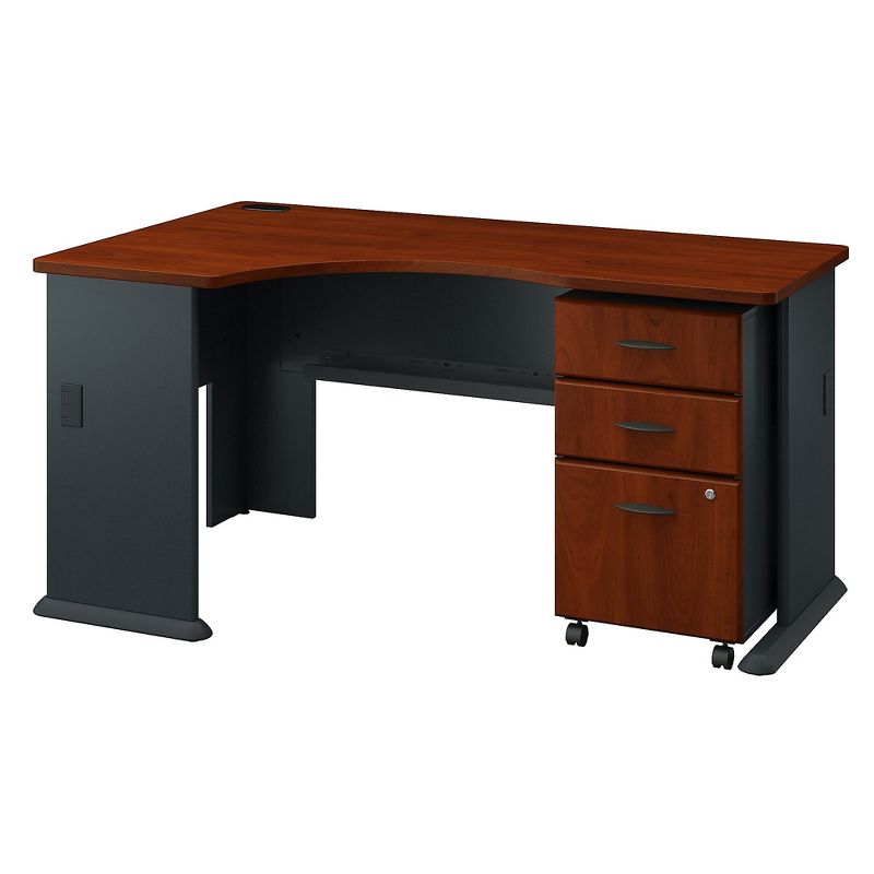 Bush Business Furniture Cubix Left Corner Desk w/Mobile File Cabinet Hansen Cherry/Galaxy SRA074HCSU