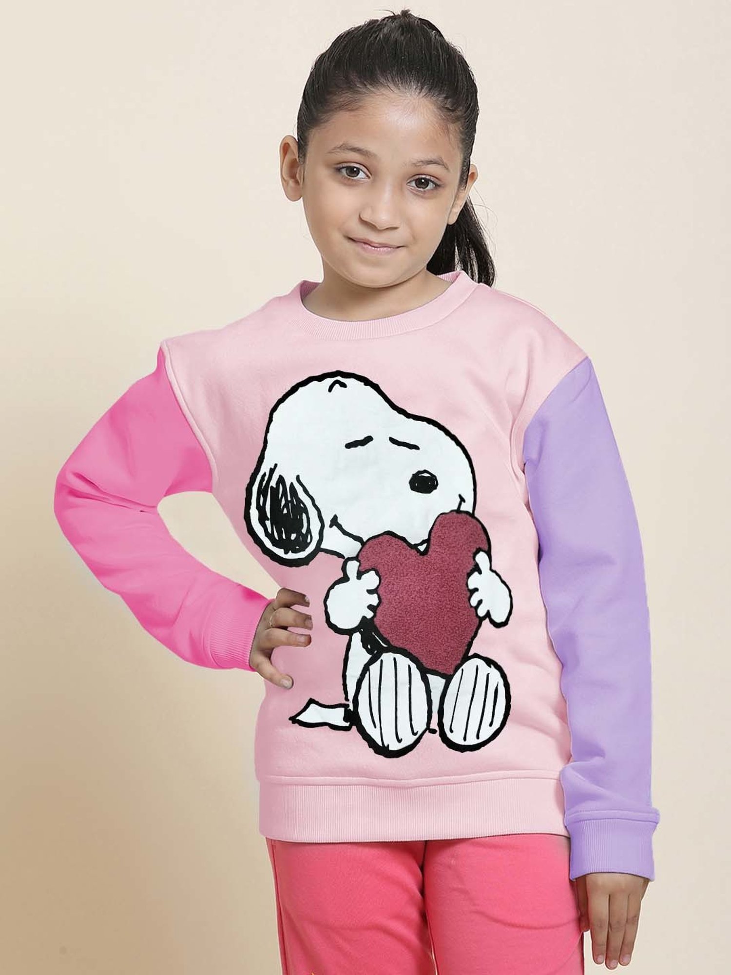 Kidsville Pink & Purple Printed Full Sleeves Sweatshirt