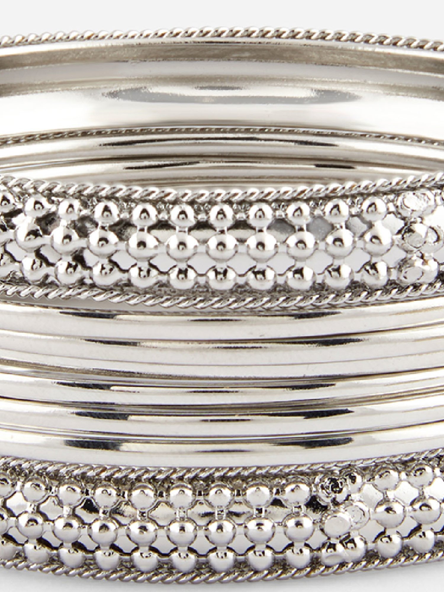 Fida Silver-toned Oxidised Bangle for Women - Set of 8