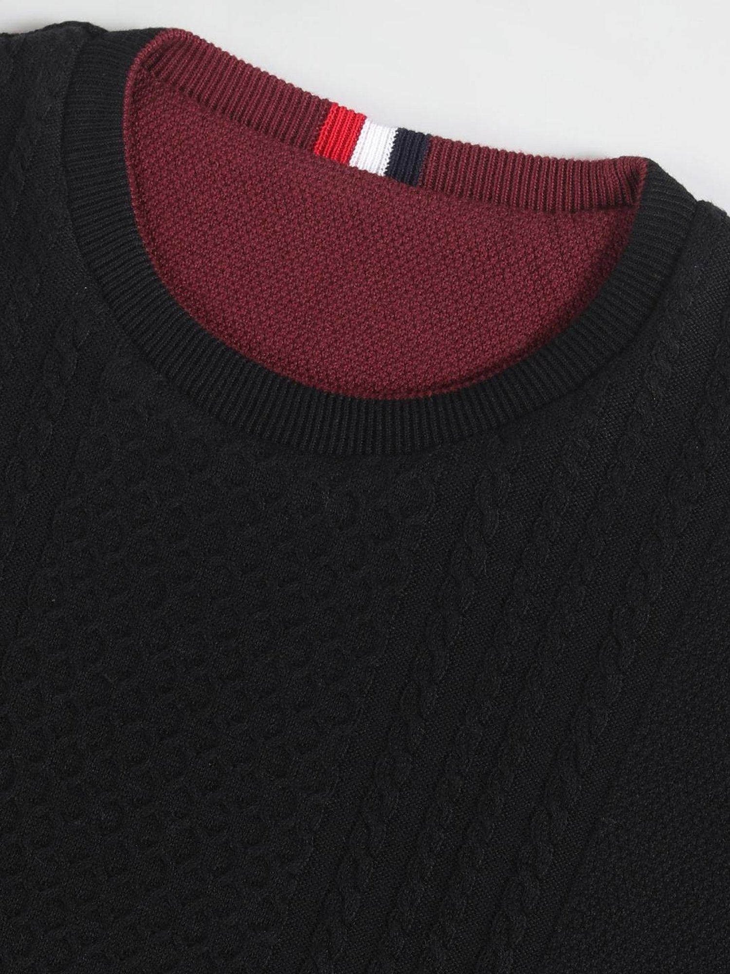 Arrow Sport Black & Maroon Regular Fit Reversible Sweater