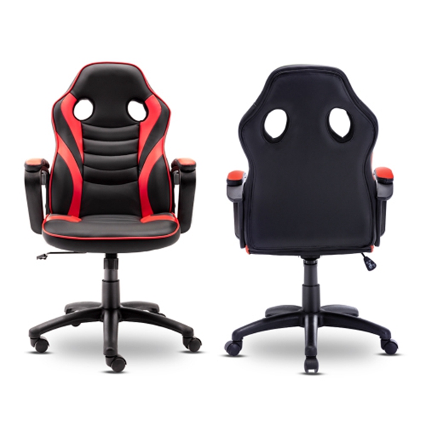 HOMEMAXS Gaming Chair - Ergonomic Office Chair for Adults, Adjustable Swivel PU Computer Chair, High Back Desk Chair with Lumbar Support, Black and White