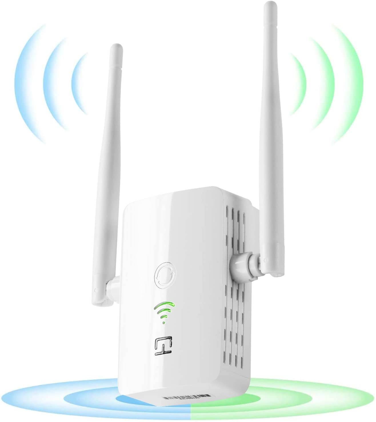 WiFi Range Extender 1200 Mbps 2.4 & 5GHz Dual Band NetworkWireless Signal Booster & Repeater With WPS Button for WiFi Internet Connection Easy Set UpCoverage Up to 3000 Sq Ft & 32 Devices