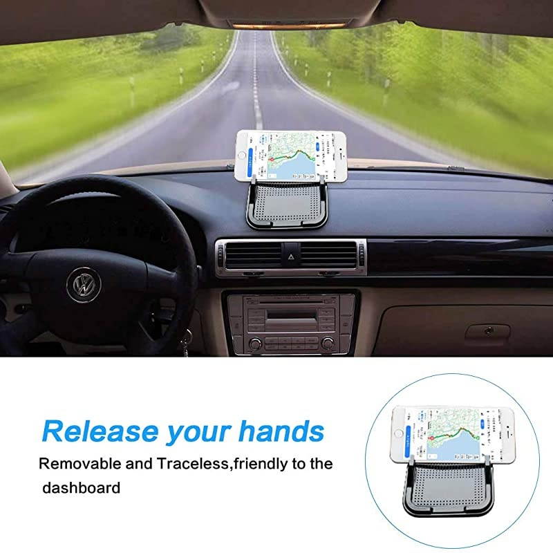 Cell Phone Holder for Car Removable and Reusable Phone Holder with Heat Resistant and Damage Free Car Dashboard Sticky Gel Pads for Sunglasses Keys Coins and More